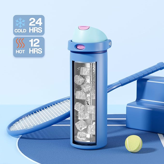 POWCAN 24 oz Metal Sports Water Bottle: 2-in-1 Push-Button Spout & Quick-Flip - Image 3