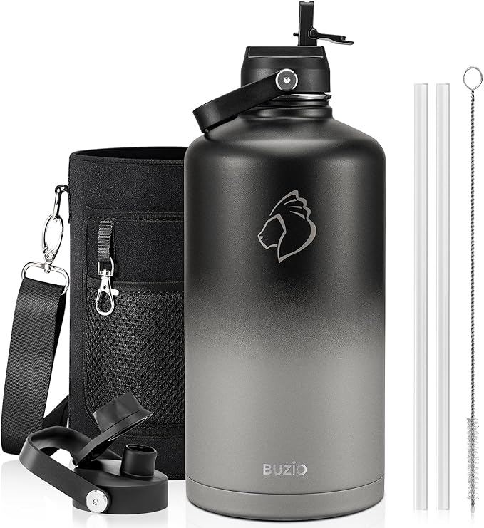 BUZIO Gallon Water Bottle Insulated, 128 oz Large Water Jug Vacuum Stainless by BUZIO