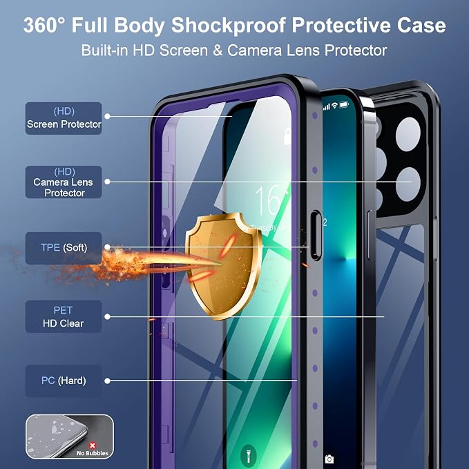 SPIDERCASE for iPhone 13 Pro Case Waterproof, Built-in Lens & Screen Protector - Image 5