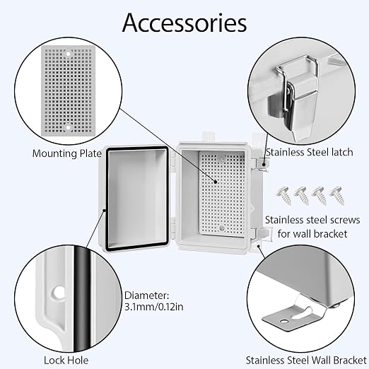LeMotech Electrical Box, IP67 Waterproof Hinged Cover Stainless Steel Latch - Image 4