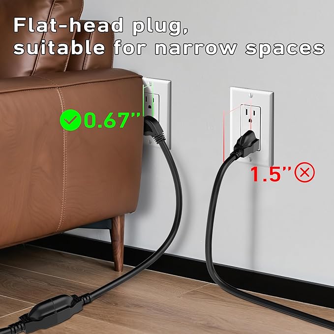 LUCKY TL 2 Pack Indoor Outdoor Extension Cord, 16/3 Gauge Black Short Extension - Image 4