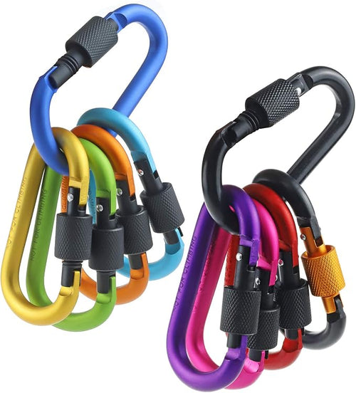 10 Pack Aluminum D Ring Key Rings Hiking Clips Locking Carabiner - Image 2