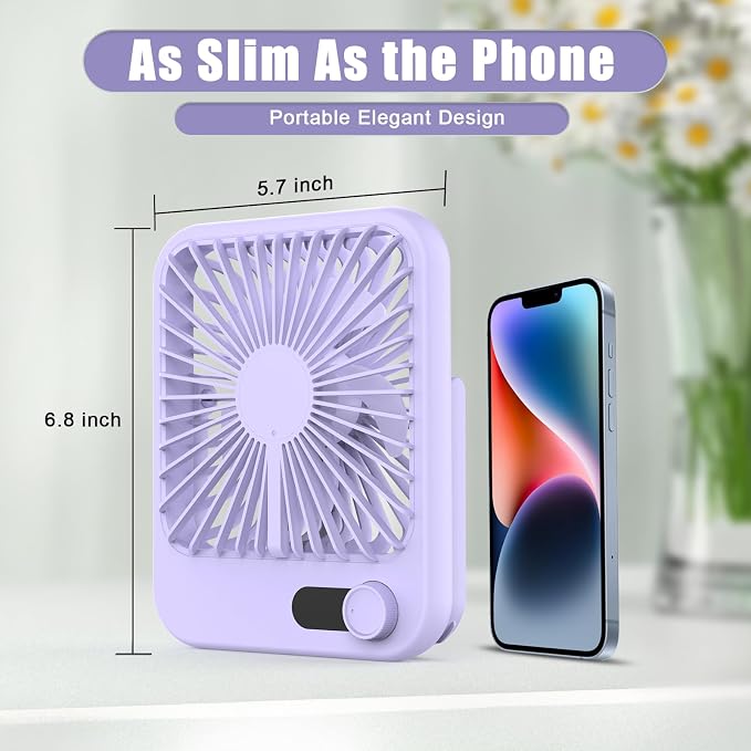 Small Fan Portable, 6.8 Inch Quiet Desk Fan Rechargeable - Image 4