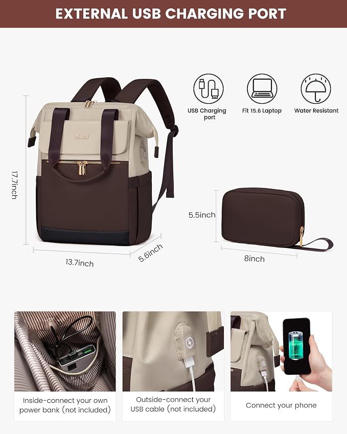 LOVEVOOK Laptop Backpack for Women, 15.6 Inch Work Laptop Bag - Image 5