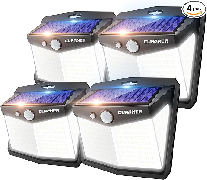 CLAONER Solar Lights Outdoor, Solar Motion Sensor Lights 3 Working Modes by Claoner