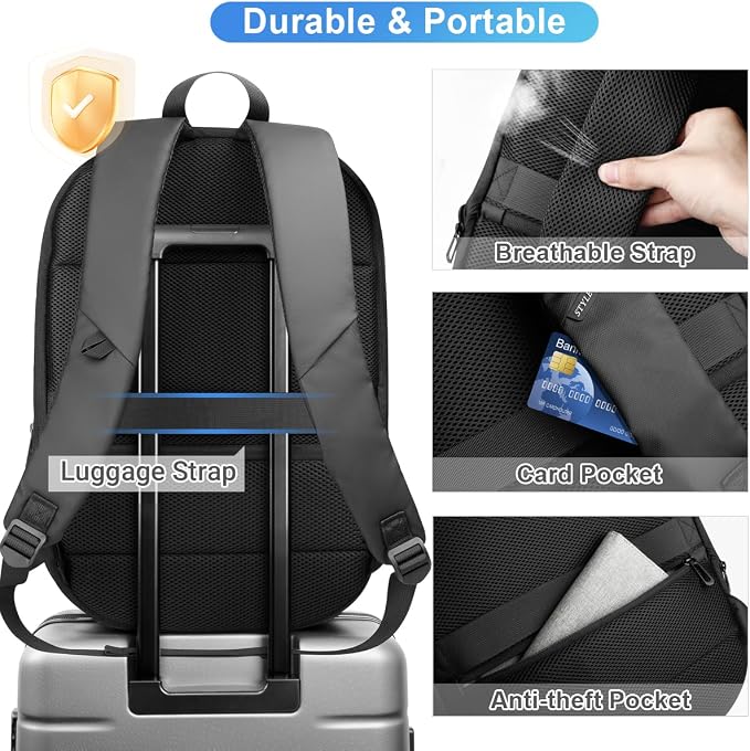 hk Business Backpack for Men 17 Inch, Slim & Expandable Waterproof Travel - Image 6