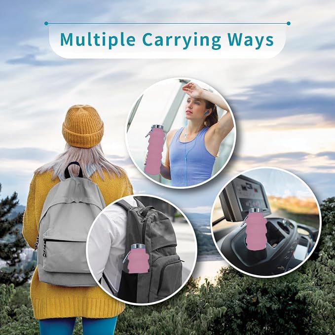 Collapsible Water Bottles 17oz, Odorless BPA-Free Silicone, Leak-Proof Foldable - Image 6