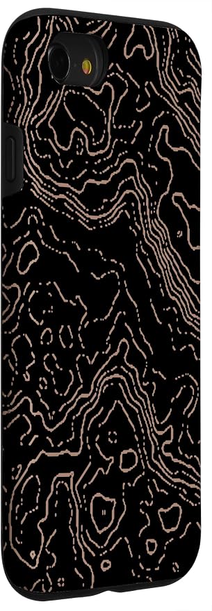 Topography Black & Brown Abstract Pattern Topographic Map Case - Image 3