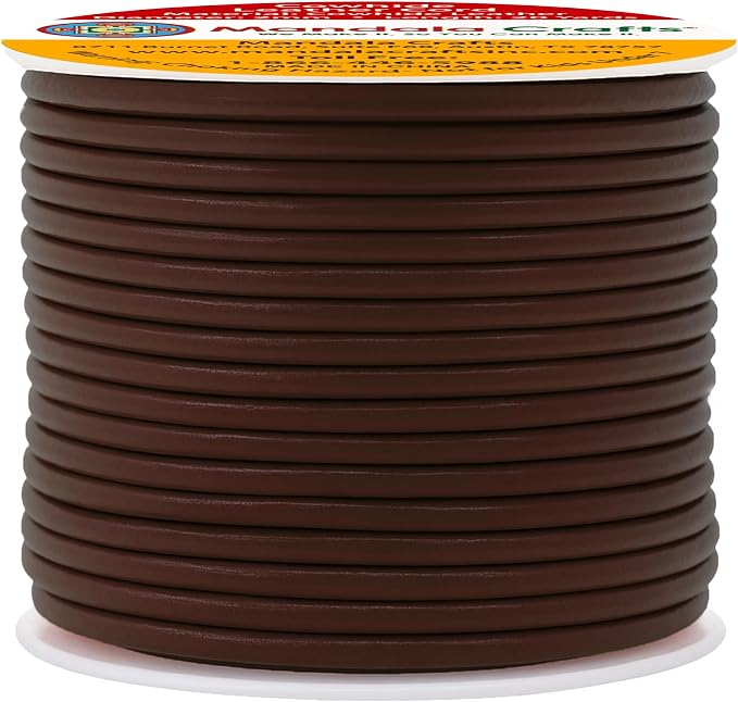 Mandala Crafts Round Genuine Dark Brown Leather Cord - Image 2