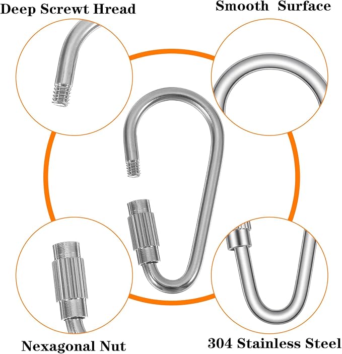 Nogeqi 15 Pcs Small Locking Carabiner, 1.4" D-Ring Key Hooks - Image 5