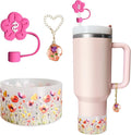 Silicone Boot for Stanley 40oz Tumbler, Flower Straw Cover Bottom Protector by Unknown