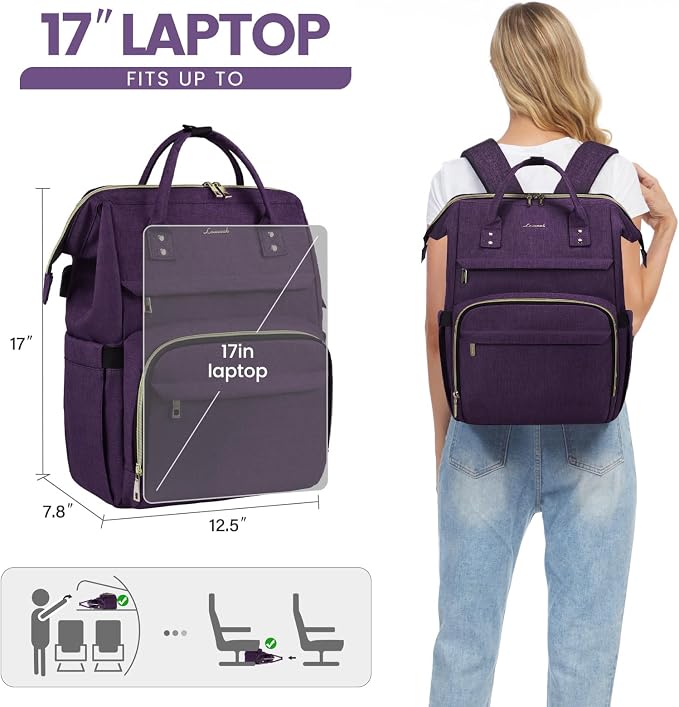 LOVEVOOK Laptop Backpack for Women, 17 Inch Professional Womens Travel Backpack - Image 6