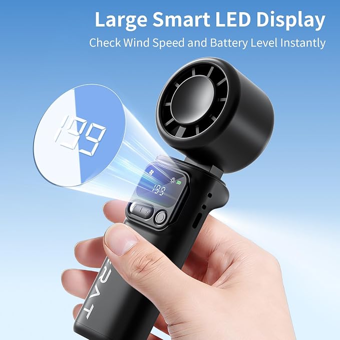 Lerat Portable Handheld Turbo Fan, 5-Speed High Power Mini Fan, 4000mAh - Image 3
