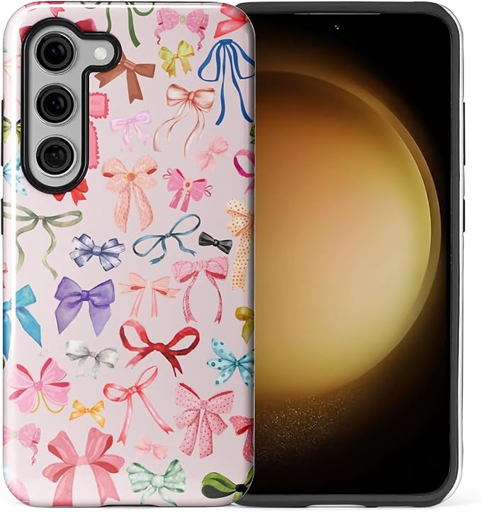 for Samsung Galaxy S23 Case, HL2 Aesthetic Color Bow Tie Hybrid 2 Layer Hard by Unknown