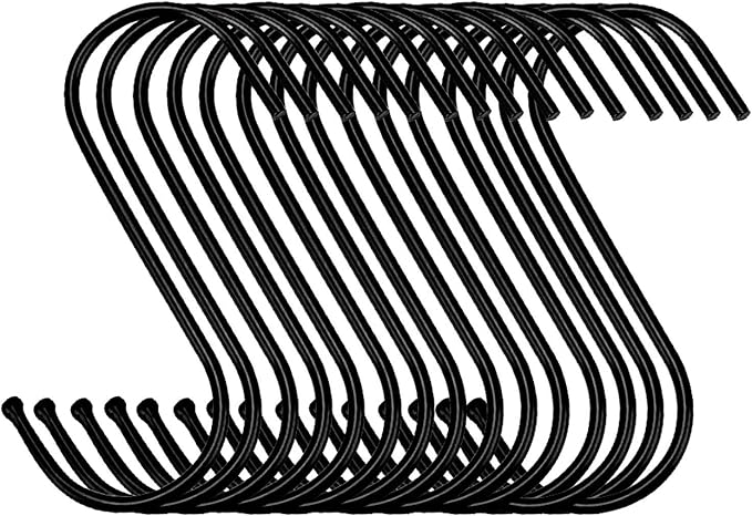 30 Pack Black S Hooks Steel Hanging Hooks Heavy Duty S Hanger Hook Metal by Unknown