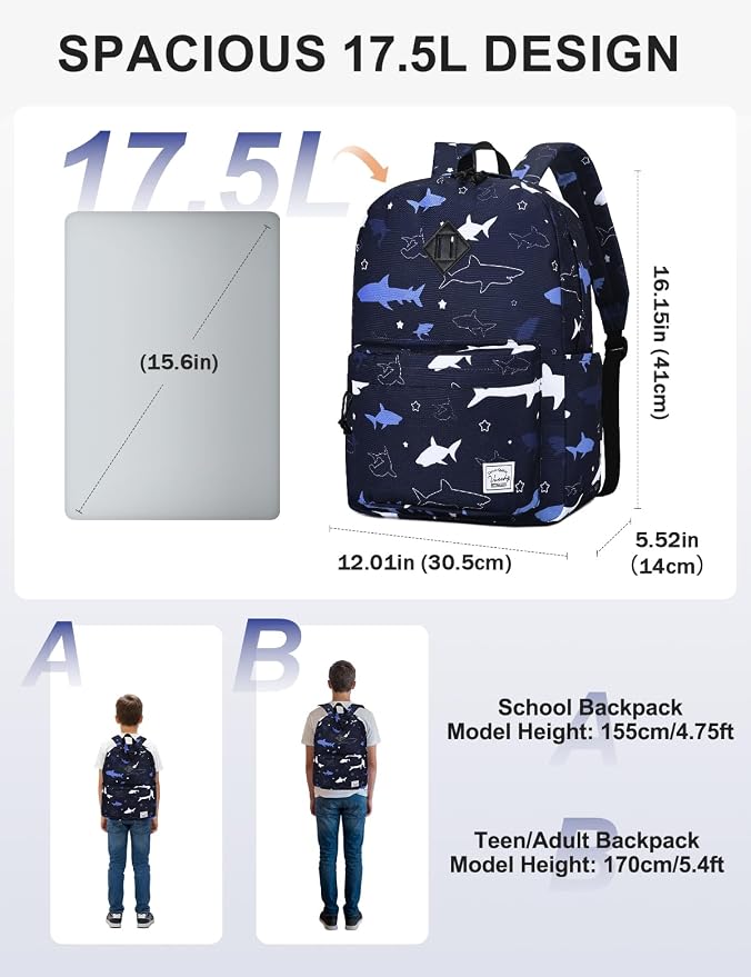 VASCHY Backpack for School, Lightweight Water Resistant Bookbag Casual Daypack - Image 2