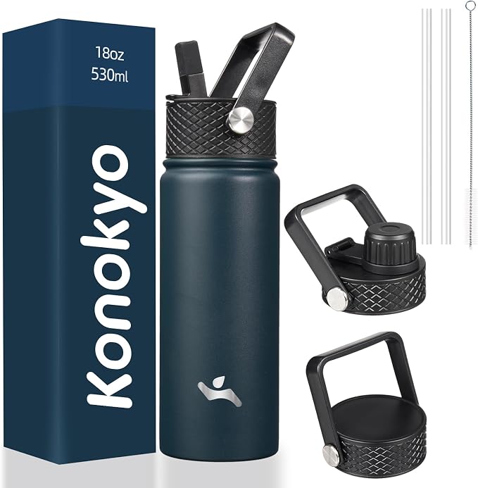 Konokyo 18 oz Insulated Water Bottle Stainless Steel Sport Bottles by Konokyo