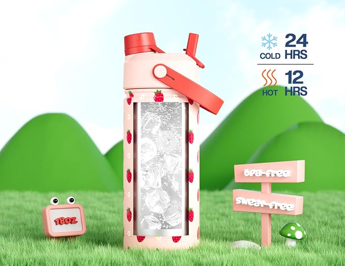 18 oz Kids Metal Water Bottle: 2-in-1 Straw Spout Lid, Spill-Proof, Easy Clean - Image 5