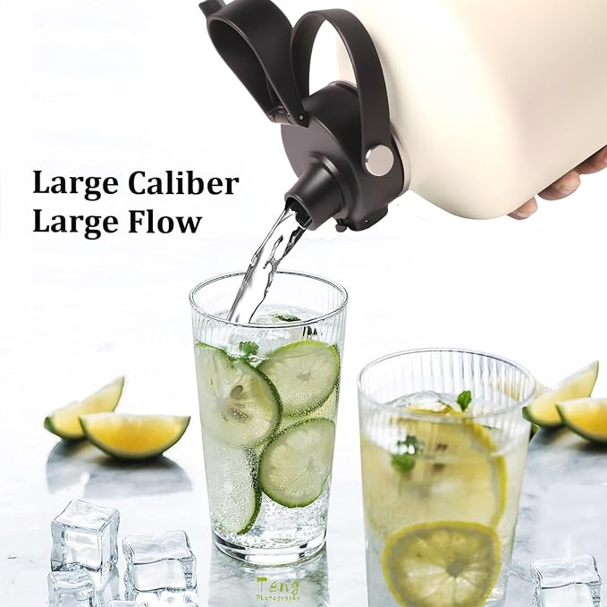 Water Bottle Insulated 32oz 40oz 64oz 128oz Straw Lid Spout Lid & 3 Lids - Image 3