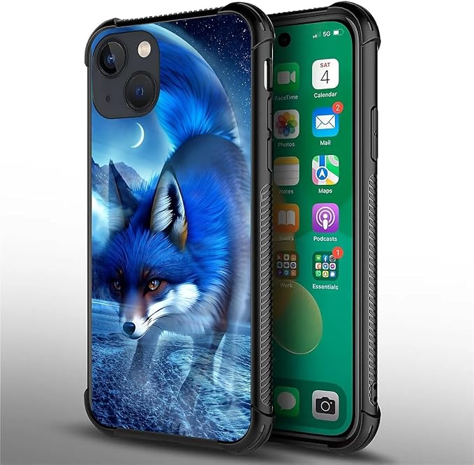 for iPhone 14 Plus Case, Snowy Mountain Fox Lake Pattern Graphic Design Girl - Image 3