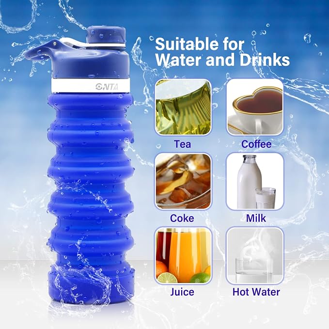 ONTA Collapsible BPA Free Silicone Water Bottle, 20oz - Image 2