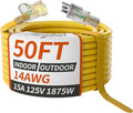 PlugSaf 14/3 Gauge Yellow Outdoor Extension Cord 50 ft Waterproof by PlugSaf