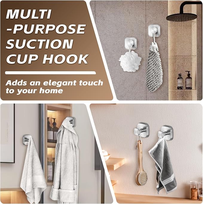 Suction Cup Hooks for Shower Heavy Duty No-Drill– Reusable Multi-Purpose Hooks - Image 3