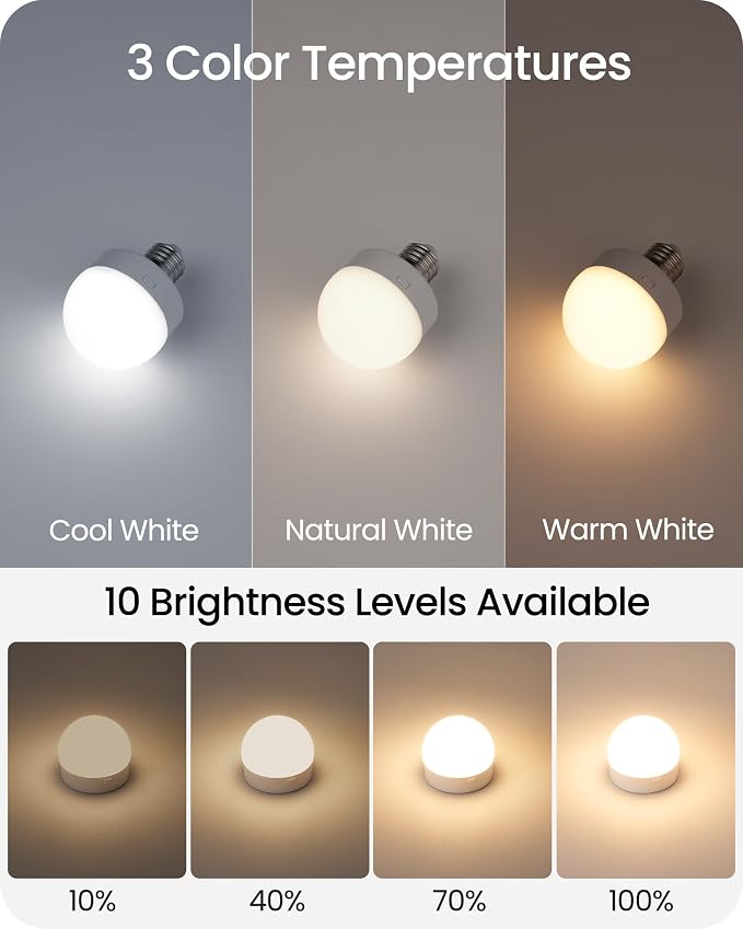 Rechargeable Light Bulbs with Remote Control 2 Packs, Battery Operated Light - Image 5