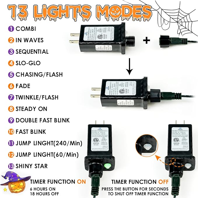 Connectable Purple and Orange Halloween Lights, Twinkle Light - Image 8