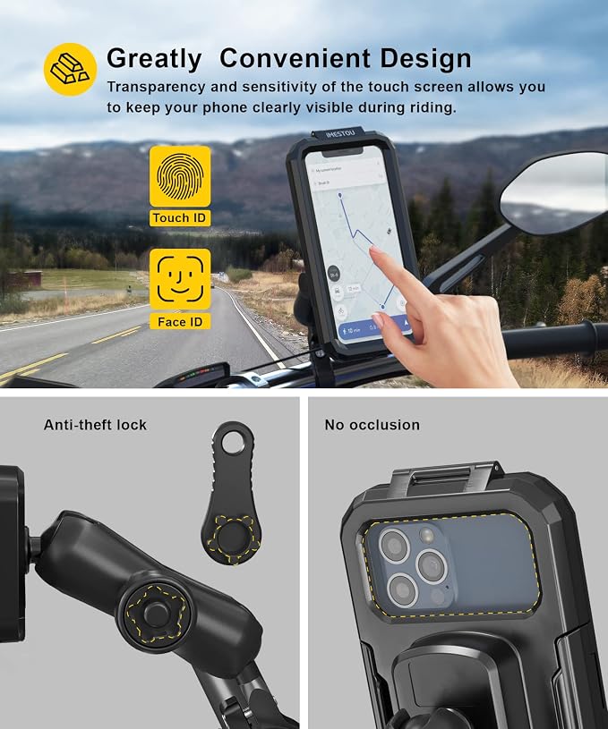 iMESTOU Anti-Theft Waterproof Motorcycle Phone Mount Bike Mobile Holder Double - Image 4