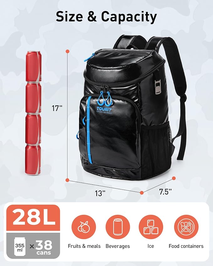 TOURIT Cooler Backpack Lightweight Insulated Backpack Cooler Leak-Proof - Image 2