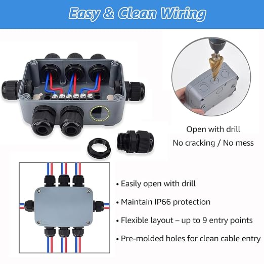 4PK Electrical Junction Box, Nineleaf IP66 Weatherproof Junction Box, 4.9"x - Image 5