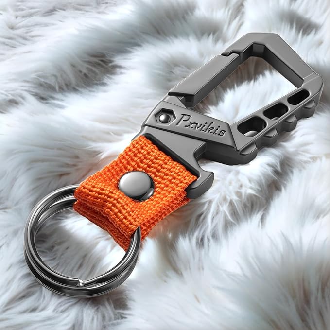 Metal heavy duty key chain carabiner clip bottle opener wrist lanyard ring car - Image 4