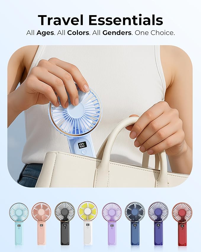 TUNISE Portable Handheld Fan, Portable Fan Rechargeable, 180° Adjustable - Image 6