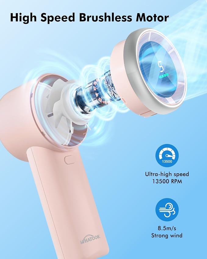 WHATOOK Portable Handheld Mini Fan: High Speed Cooling Fan, 10 Hours Battery - Image 2