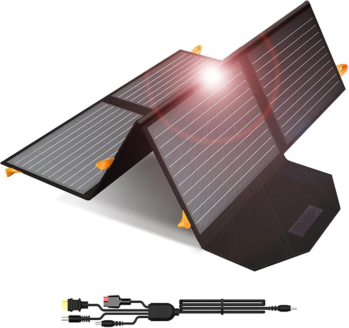 FlexSolar 60W Portable Solar Panels Chargers QC3.0 USB-A USB-C DC5521 8mm by FlexSolar