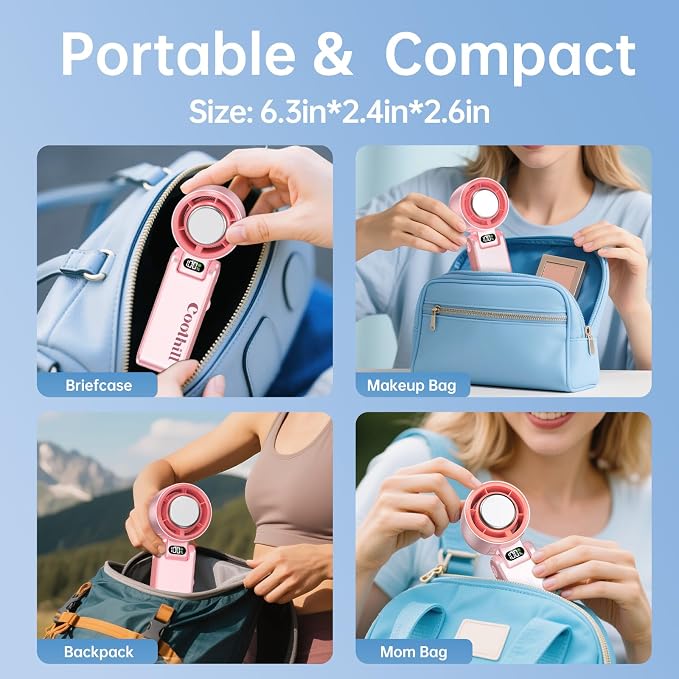 Handheld Portable Fan with Ice Cooler: 100-Speed 5500mAh Rechargeable Handheld - Image 8