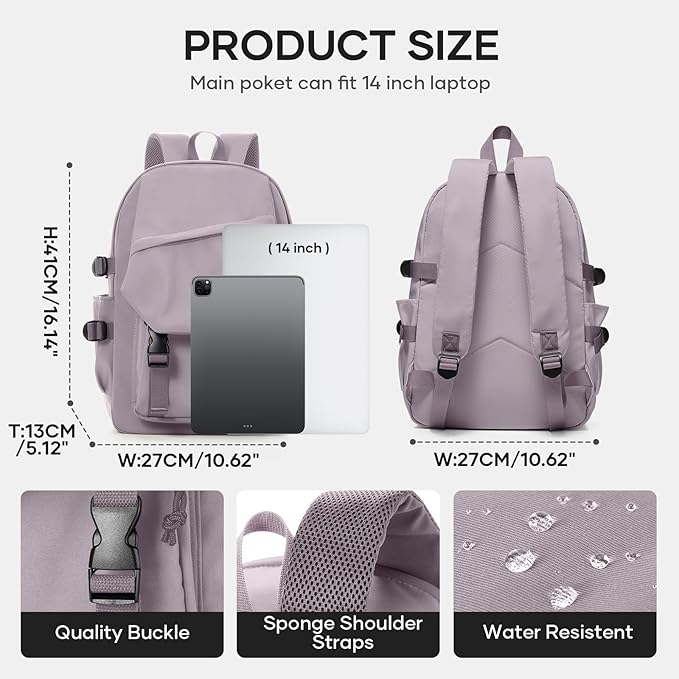 coowoz College Backpack Waterproof Black College Bags - Image 2