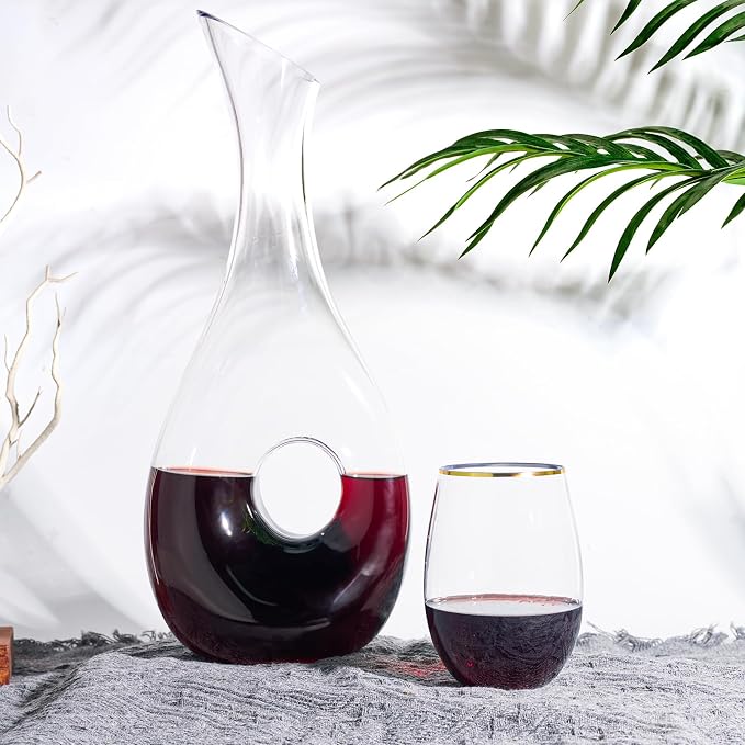 FOCUSLINE 20pcs 16 Oz Plastic Wine Glasses, Stemless Gold Rim, Heavy Duty - Image 8