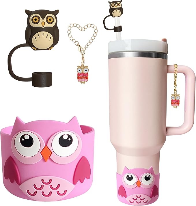Silicone Boot for Stanley 40oz Tumbler, Owl Straw Cover Bottom Protector by Unknown
