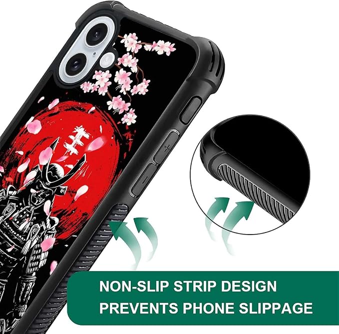 for iPhone 16 Case, Sakura Japanese Samurai Pattern Graphic Design Girl Boy - Image 7