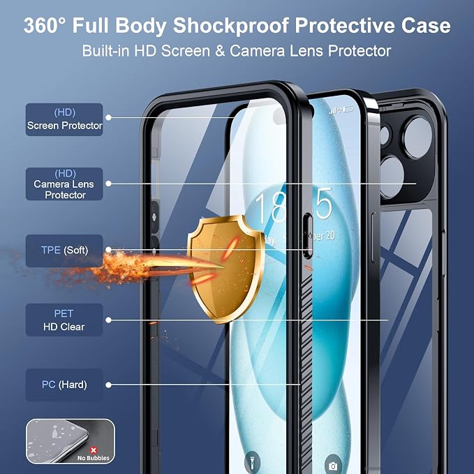 SPIDERCASE for iPhone 15 Case Waterproof, Built-in Lens & Screen Protector - Image 4