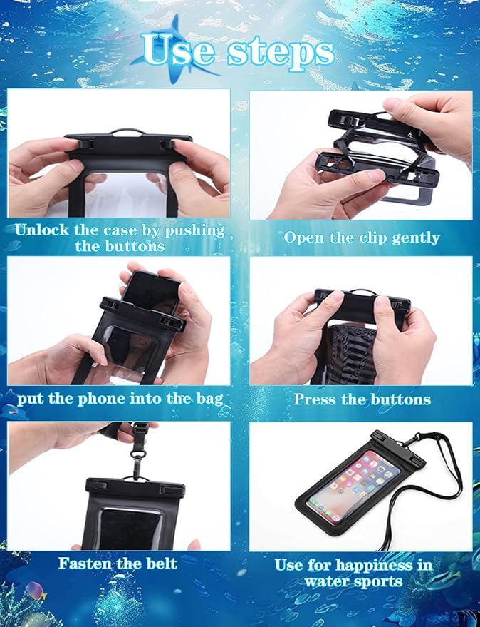 Famoby Up to 8.3" 10 Pack Multicolor Universal Waterproof Phone Pouch, Large - Image 7