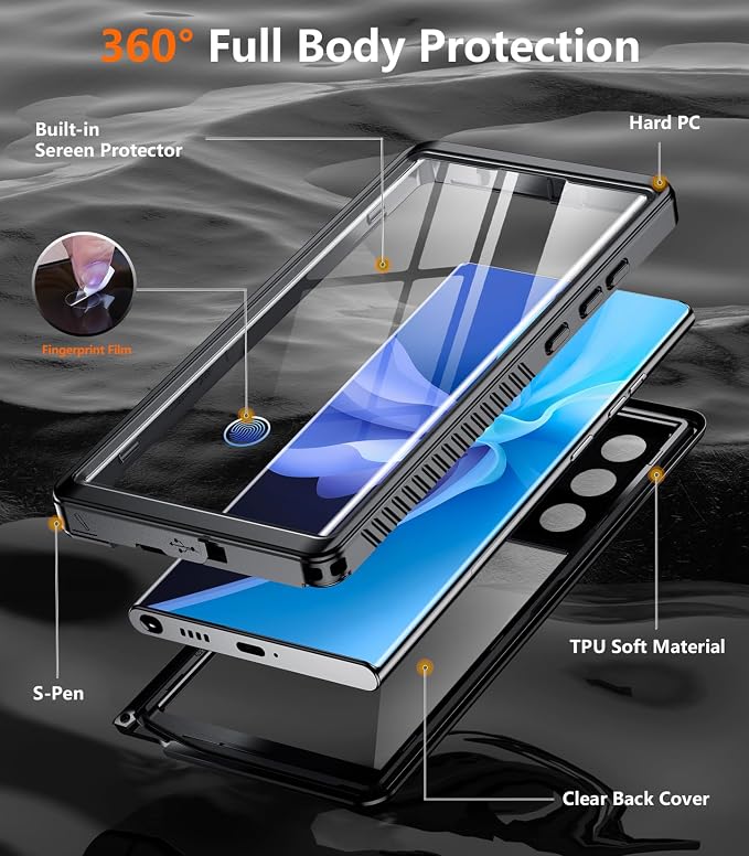 Temdan Designed for Samsung Galaxy S22 Ultra Case, Waterproof Built-in Lens & - Image 5