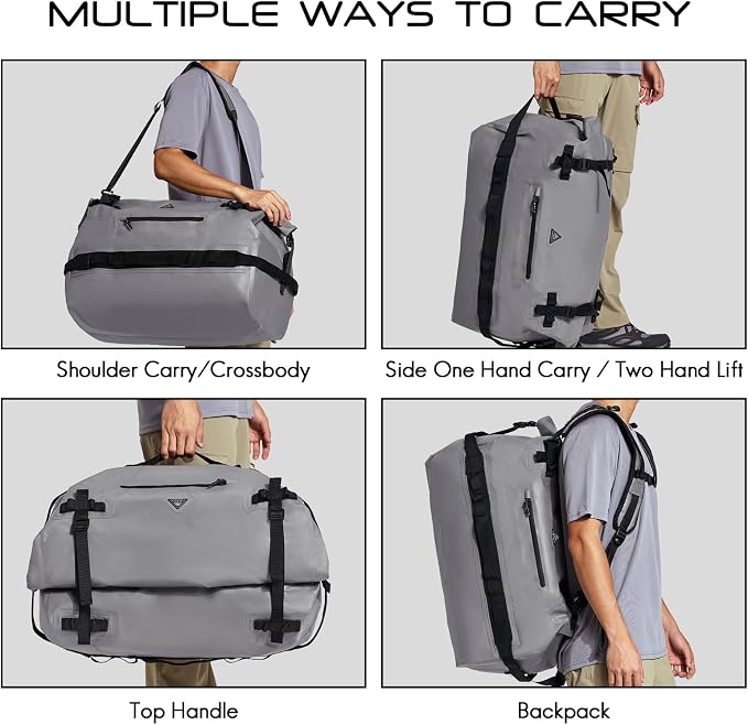 Haimont Large Waterproof Duffel Backpack Roll-Top Heavy Duty Dry Duffle Bag - Image 5