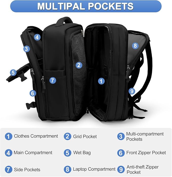 coofay Expandable Backpack For Traveling On Airplane Carry On Backpack For - Image 3