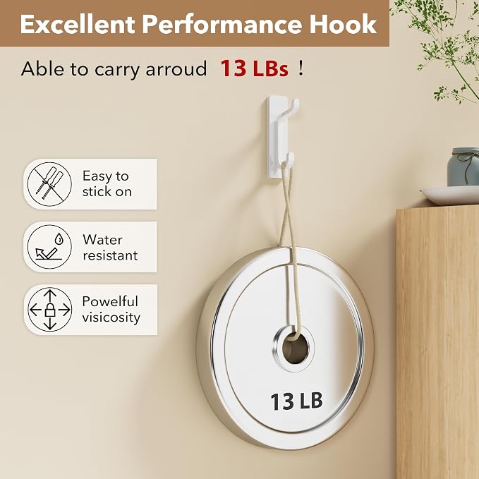 pickpiff 12 Pack Wall Hooks for Coat and Towel: 13LB Strong Adhesive Door - Image 2