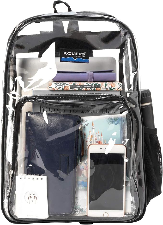 K-Cliffs Large Transparent Backpack Clear Heavy Duty School Bag Durable Student - Image 5