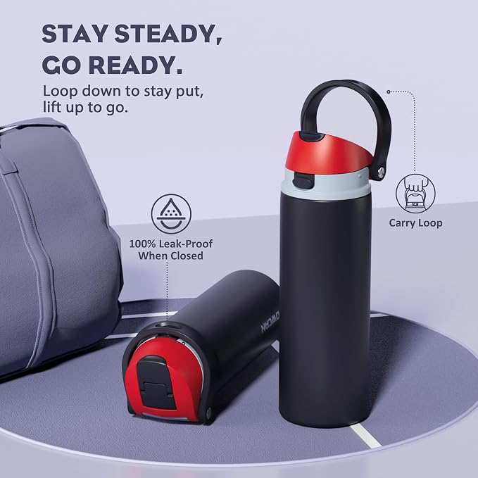 POWCAN 24 oz Stainless Steel Water Bottle: 2-in-1 Push-Button Spout & - Image 4