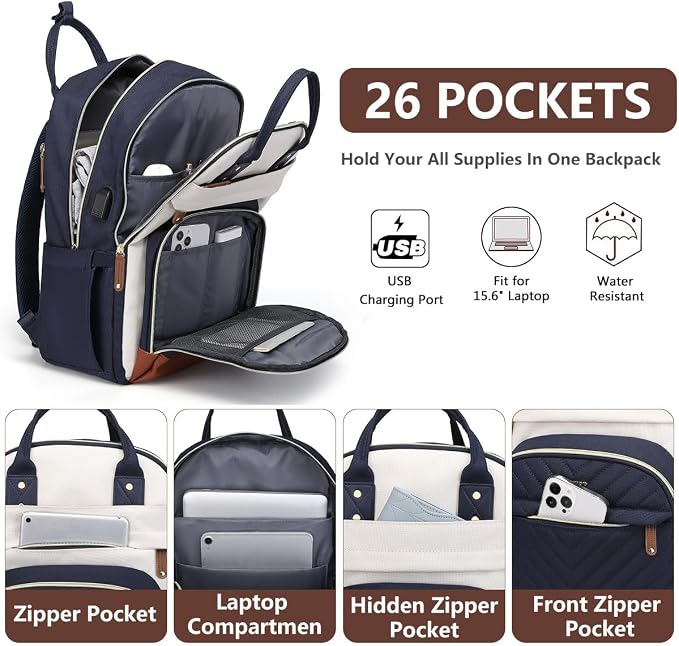 Laptop Backpack for Women, Fits 15.6 Inch Laptop Bag, Fashion Travel Work - Image 2